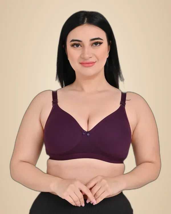 Firozi Combed Cotton Solid Full Coverage Ethnic Daily Wear Non Padded Bra Pack Of 4