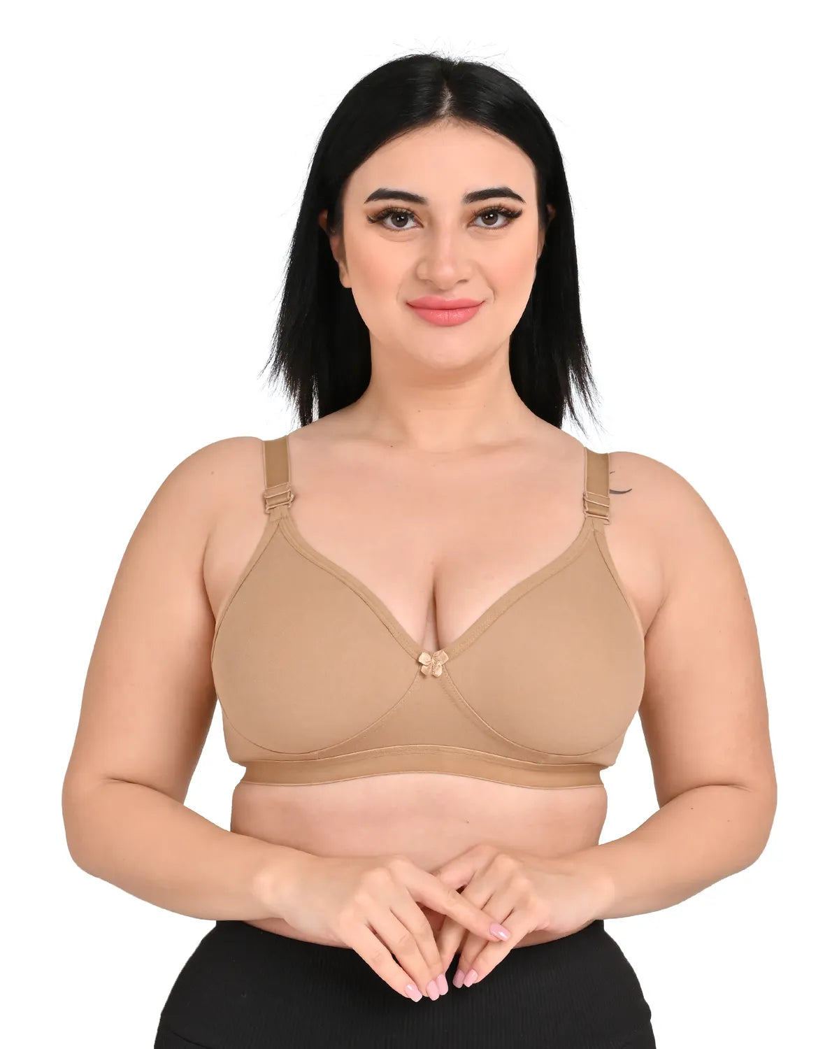 Firozi Combed Cotton Solid Full Coverage Ethnic Daily Wear Non Padded Bra Pack Of 4