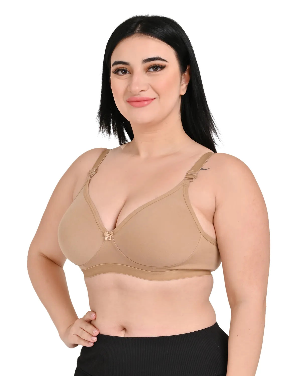 Firozi Combed Cotton Solid Full Coverage Ethnic Daily Wear Non Padded Bra Pack Of 4